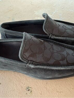 Coach Men's Charcoal Signature Canvas Slip-On Loafers